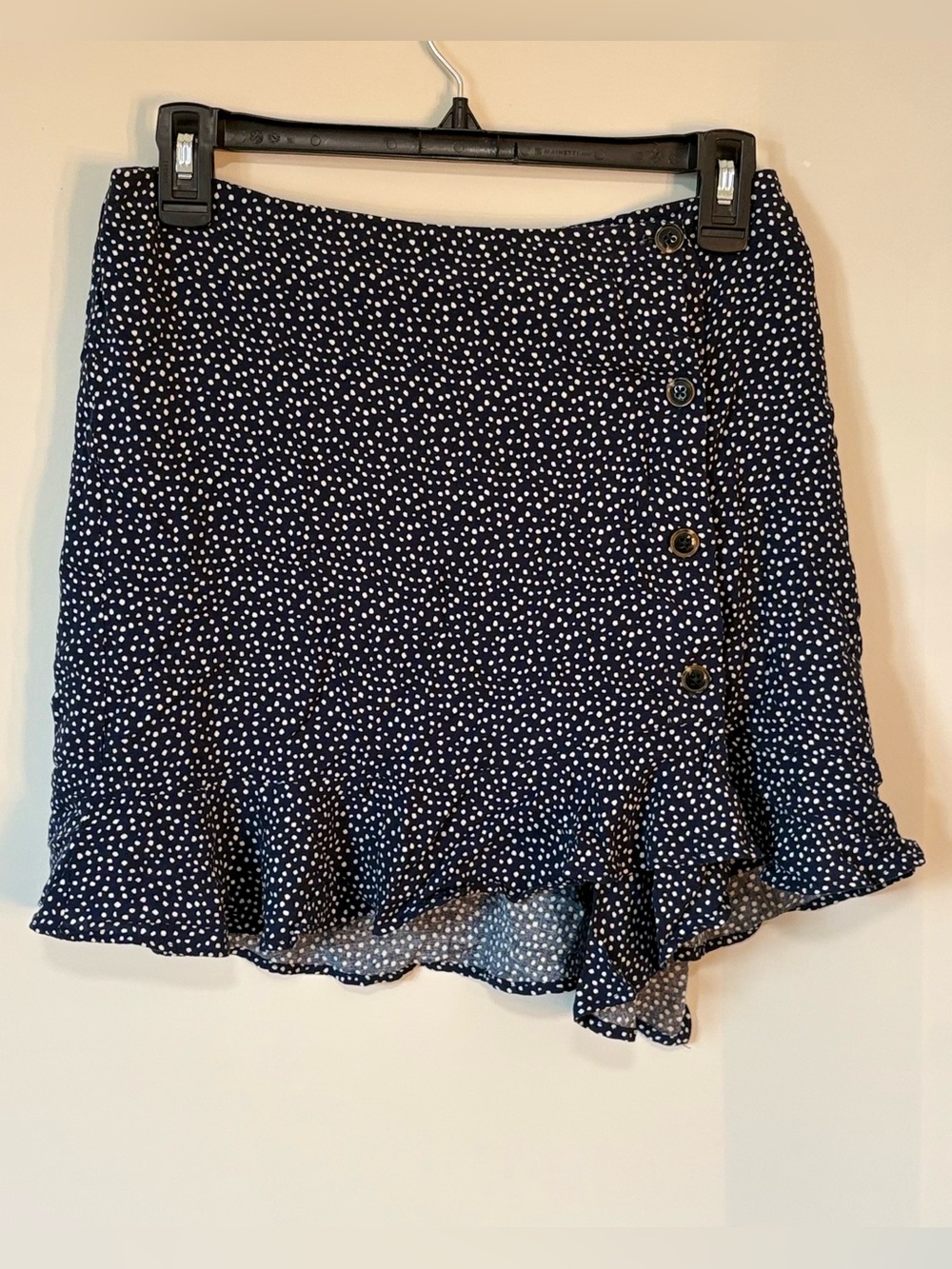 Hollister Navy with White Dot High-Low Ruffle Skirt